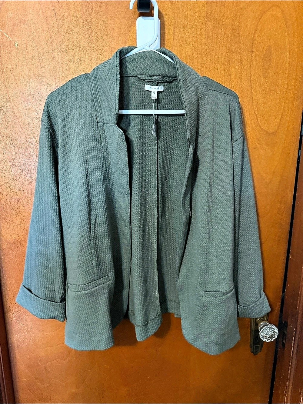 Maurices Versa 3/4 Sleeve Textured Blazer Green